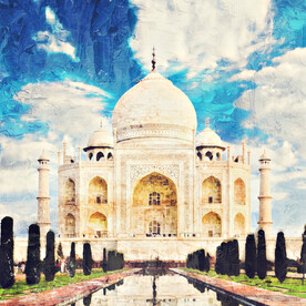 世界名胜古迹 泰姬陵油画效果