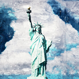 世界名胜古迹自由女神像油画效果