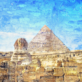 世界名胜古迹埃及金字塔油画效果