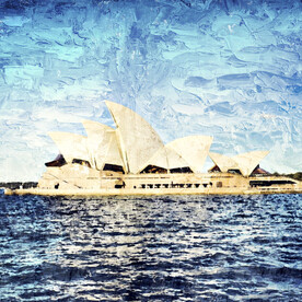世界名胜悉尼歌剧院油画效果