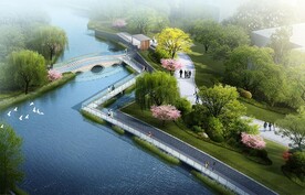 河道景观鸟瞰效果图