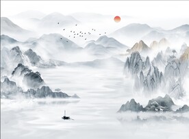 中式意境山水背景装饰画