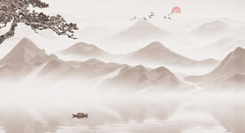 水墨意境山水画