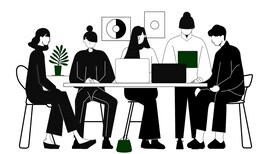 一个讨论工作的小组