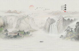 国画水墨山水画