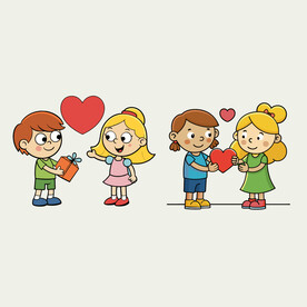矢量人物卡通儿童传递爱心