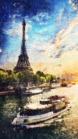 名胜古迹埃菲尔铁塔风景油画 