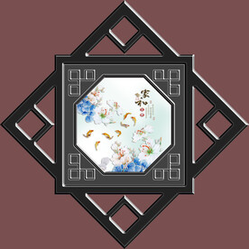 高清分层透明底门花打印图