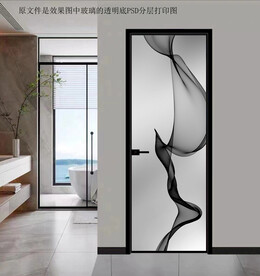 高清分层透明底平开门玻璃打印图