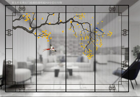 高清分层透明底推拉门玻璃打印图