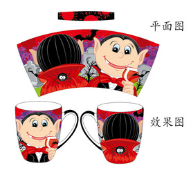 陶瓷杯子万圣节花纸