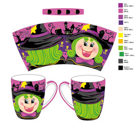 陶瓷杯子万圣节花纸