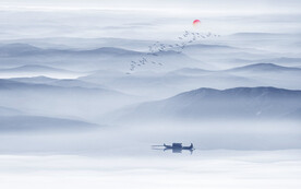 写意水墨山水画背景墙