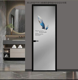 高清分层透明底平开门玻璃打印图