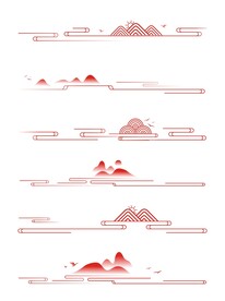 中式中国风古风线性古典祥云山纹