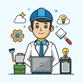 矢量人物工作中的技术工人