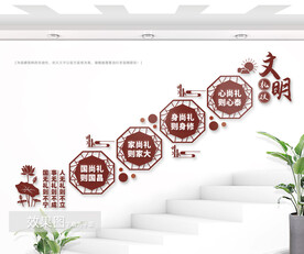 文明礼仪校园楼梯标语墙图片