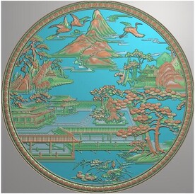 山水圆盘