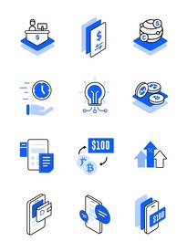 科技感蓝色金融交易矢量图标ic