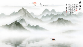 禅意水墨山水画