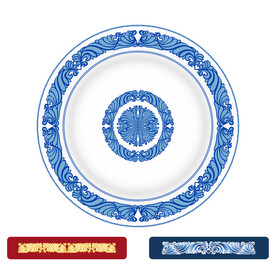 敦煌图案花边忍冬纹青花盘子艺术