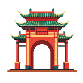 矢量建筑中国古典传统牌楼门楼