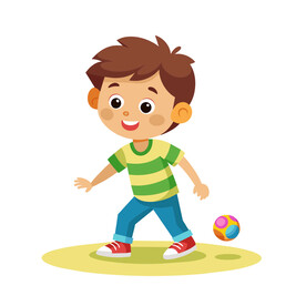 矢量人物玩游戏的小男孩