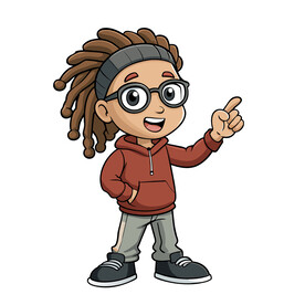 矢量人物梳辫子的小男孩