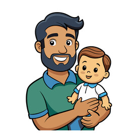 矢量人物父亲抱着儿子父子父亲节