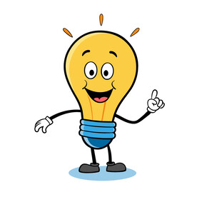 卡通电灯泡拟人有想法矢量
