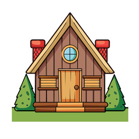 矢量建筑卡通小木屋