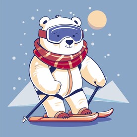 滑雪的北极熊矢量图