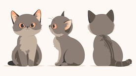 可爱猫猫三视图