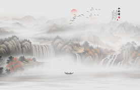 工笔国画山水壁画