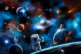 银河宇宙太空星球宇航员星空背景