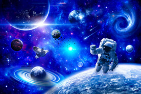 太空火箭宇航员星球银河星空背景