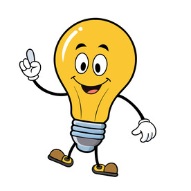 卡通电灯泡拟人有想法矢量