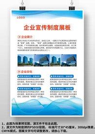 蓝色线条企业制度展板上墙制度牌