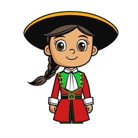 矢量人物可爱戴帽子的小女孩