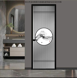 高清分层透明底平开门玻璃打印图