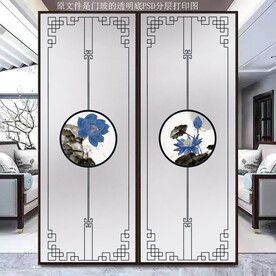 高清分层透明底推拉门玻璃打印图
