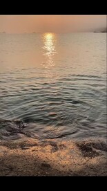  海滩看夕阳日落