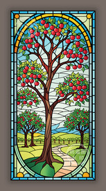 教堂蒂凡尼田园主题彩晶玻璃图案