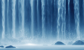 流水生财瀑布背景墙