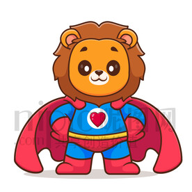 可爱卡通超人狮子