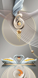 抽像几何天鹅玄关背景装饰画