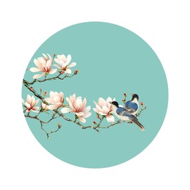 新中式玉兰花工笔花鸟玄关装饰画