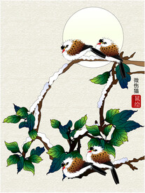 工笔花鸟矢量图