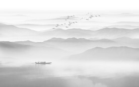 新中式水墨山水画背景墙挂画壁纸