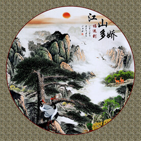 圆形山水画 